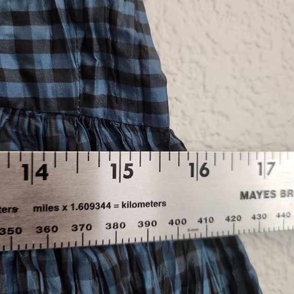Free People Women's Sz. 6 Black & Blue Gingham Plaid Silk Wrap Dress - Picture 12 of 13
